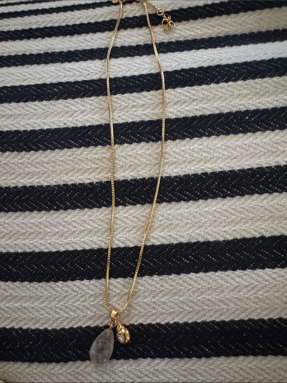 J. Crew Gold-Tone Necklace with Clear Teardrop and Sparkle Charm